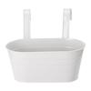 Hanging Flower Pot with Detachable Hooks Iron Metal Bucket Plant Pot for Railing Balcony White