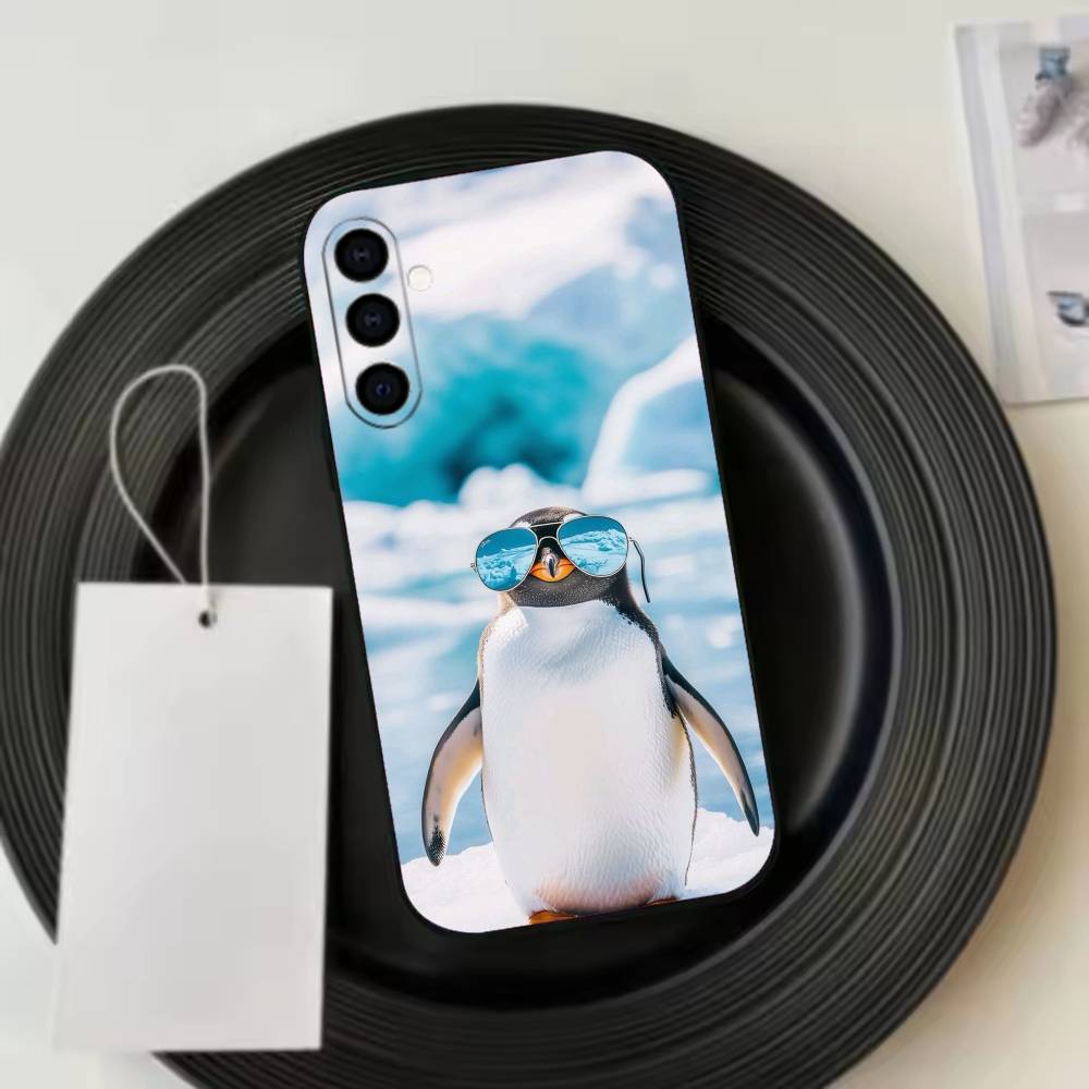 Funny Happy Cute P-Penguin  Phone Case For Samsung Galaxy A73,A72,A71,A70,A53,A52,A51,Soft Silicone Black Cover