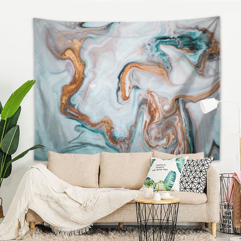 Tapestry Quicksand Wall Covering Marble Background Cloth Flow Pattern Decorative  Blue  Living Room  Decoration