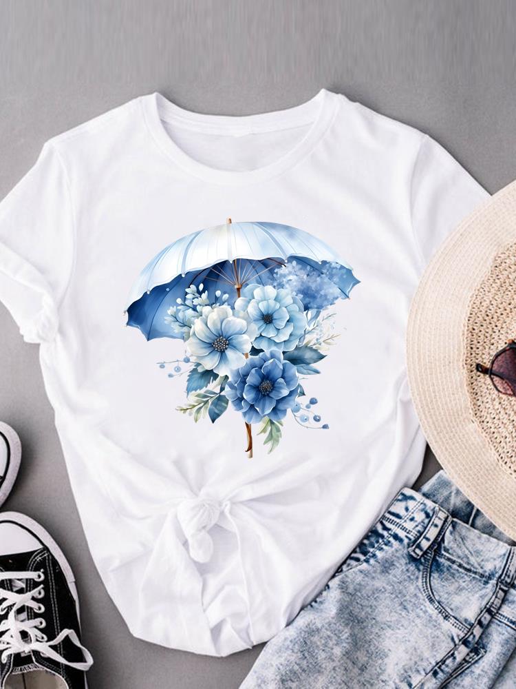 (Asian Size) trend plant cute T-shirts O-neck Casual Clothing Fashion Female Women's Top Short Sleeve T shirt Printed Graphic Tee