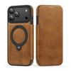 KEYSION Leather Flip Wallet Case for iPhone 15 16 17 Pro Max Air 16Plus 16e Cards Slots Magnetic 360 Ring Stand Phone Back Cover