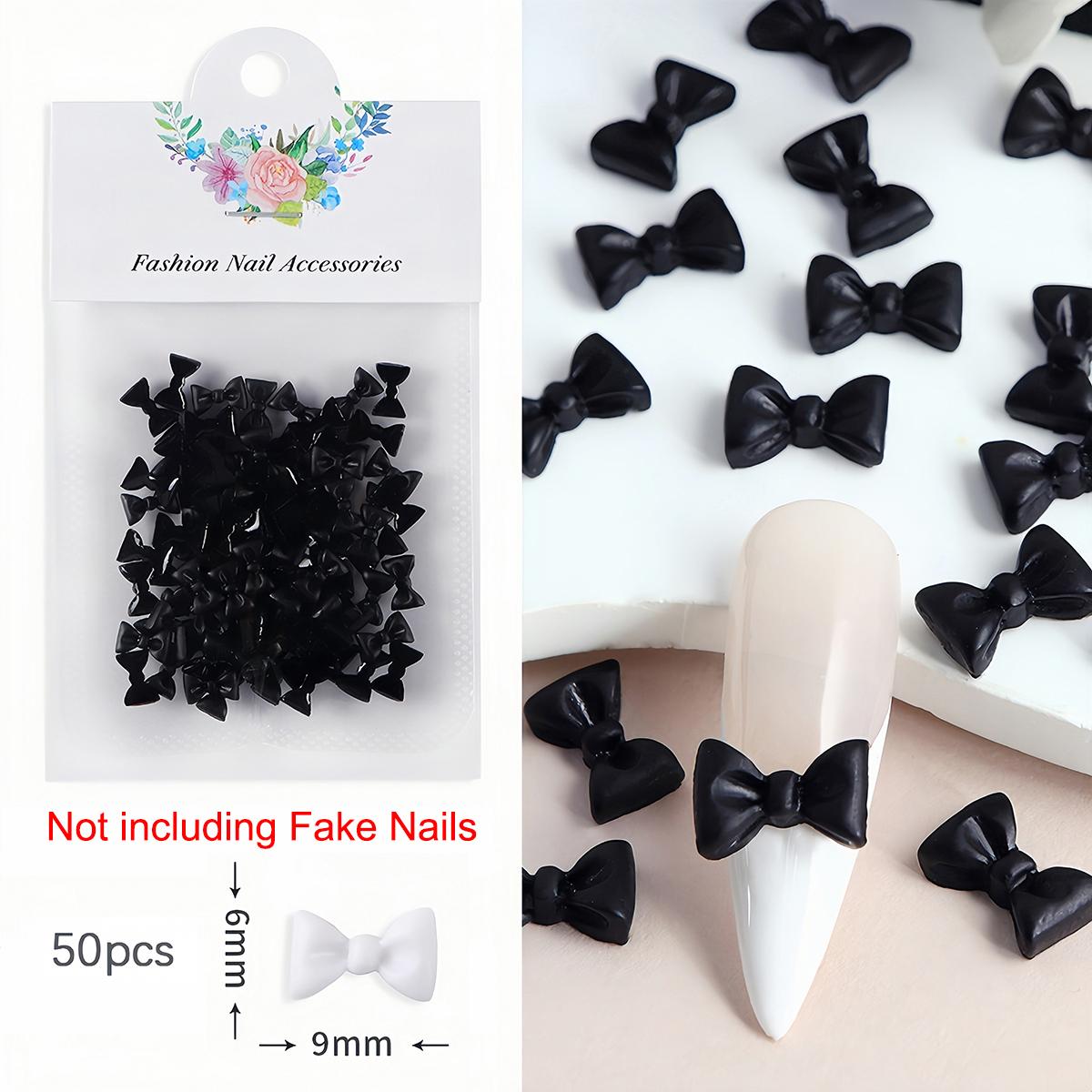 

50Pcs Bowtie Nail Art Decoration Kawaii Bowknot 3D Resin Jewelry Nail Charms Parts Supplies for DIY Manicure Design Accessories чорний