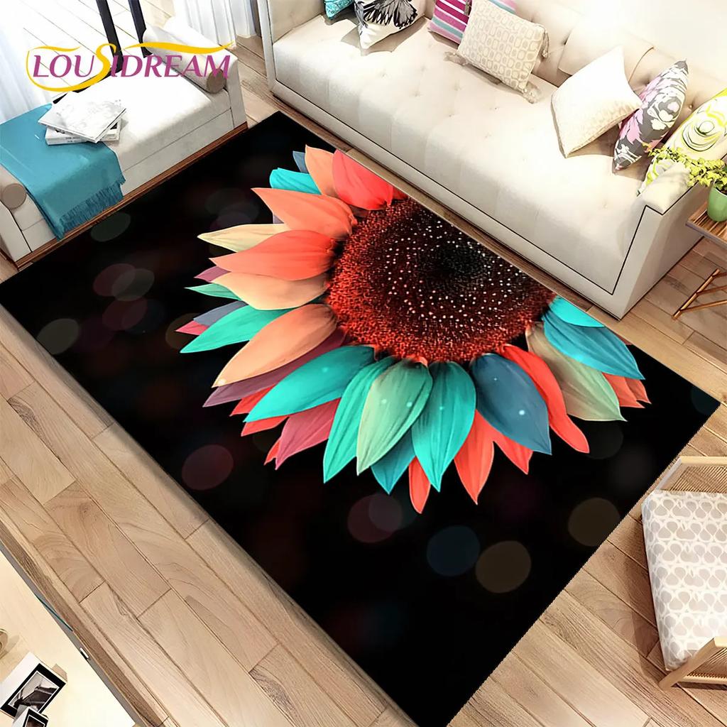 Nordic 3D Daisy Flower Area Rug,Carpet Rug for Home Living Room Children Bedroom Sofa Doormat Decor,kids Play Non-slip Floor Mat
