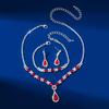 European & American Fashion Blue Crystal Necklace, Earrings & Bracelet Set - Hot Selling Three-Piece Full Diamond Design