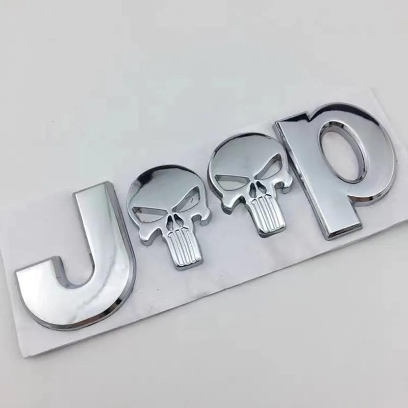 3D Punisher Skull Car Emblem Badge Sticker for Jeep Renegade Grand Cherokee Wrangler Auto Body Exterior Decor Accessories