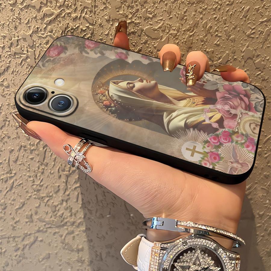 Blumen Madonna Hülle für Apple iPhone 17 Pro Max XR XS MAX 11 13 16 15 Pro 7 8 14 Air 12 Funda Handyhülle