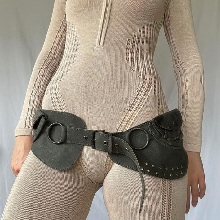 Popular Belt for Women Fashion Corset Belt Punk Rivet Studded Waistband for Sweater 2000s Girl Waist Bag Belt Decoration