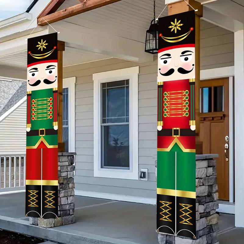 2PCS Nutcracker Soldier Banner Christmas Door Curtain Merry Christmas Decoration for Home 2026 Xmas Navidad Natal New Year Gifts