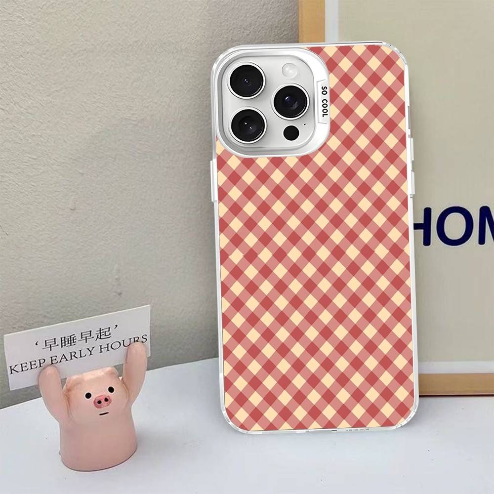Simple Chic Lattice Pattern Phone Case For iPhone 17 16 15 14 13 12 11 Pro MAX Matte Shockproof Back Anti Fall Matte Cover