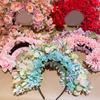 Colorful Flower Headband Double-sided Crown Hair Wreath Wedding Party Costume Headpiece for Bridal Women Hair Accessory