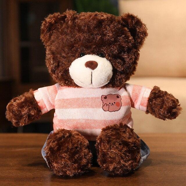 Kawaii Charming Curly Teddy Bear with Clothes Peluche Toys Lovely Bear Dolls Stuffed Soft Animal Pillow Baby Girls Appease Gift