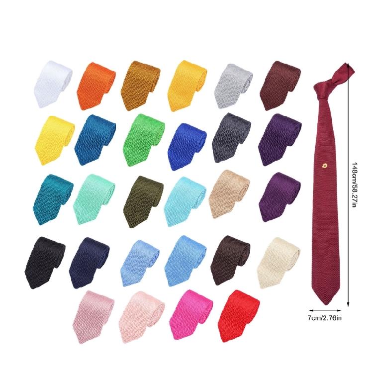 Solid Color Necktie Flexible Knitted Tie Easy Maintenances Polyester Fabric Neckwear for Work Holiday Formal Event
