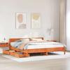 VidaXL Bed Frames and Headboard Wax Brown 160x200 Cm Pine Wood, Bedroom Furniture, Bed Base, Wooden Bed, 3301745