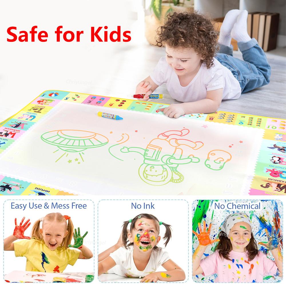 Magic Water Drawing Mat Set Reusable Doodle Painting Board Carpet Montessori Educational Toys For Kids Gifts Multiple Sizes