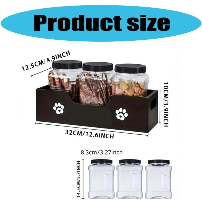 Multipurpose Wooden Pet Pantries Storage Solution With 3 Label Ready Containers Food Organizers For Treat Categorization