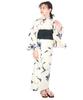 Yukata Ecru Change Set Heiko Junior Girls Black Age Feather Illusion [KYOETSU] Set, Girls, E, Weave, 2-piece (Yukata, Obi), (130cm, 4. Survey)