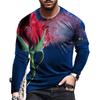 Casual Rose 3D Digital Printing Men'S Casual Fashion Long Sleeve Crew Neck T-Shirt