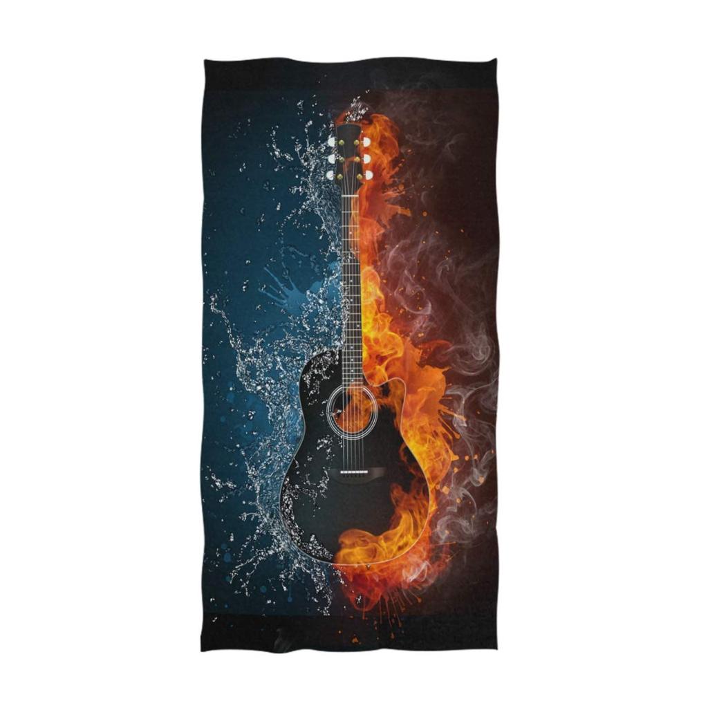 Electric Guitar Beach Towel, Microfiber Quick Dry Bath Towel for Travel Sport Spa, Sand Proof Absorbent Towels for Swimmers Teen