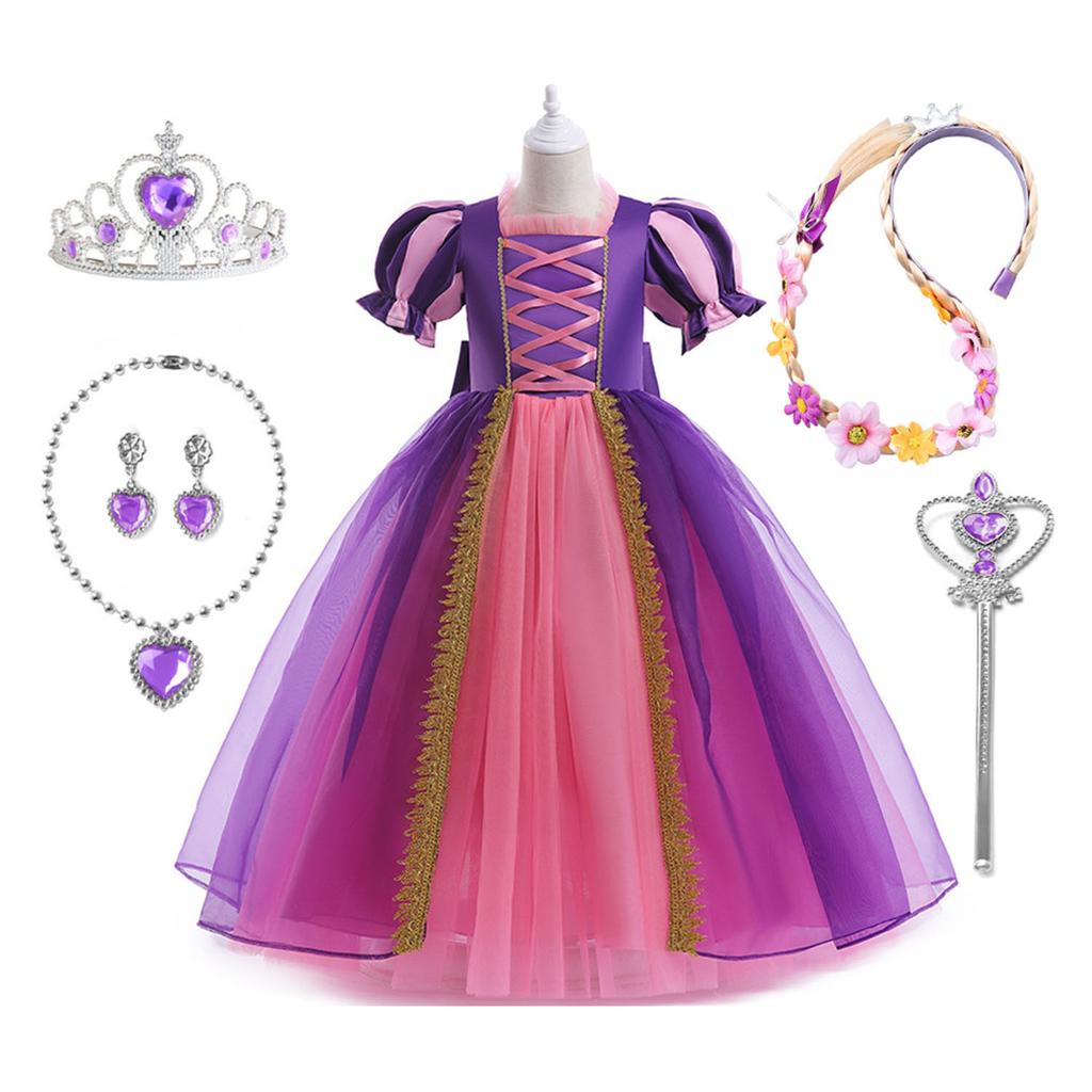 Little Girls Purple Princess Rapunzel Birthday Party Cosplay Halloween Easter Carvinal Fancy Dress Girls Holiday Party Dress-Up