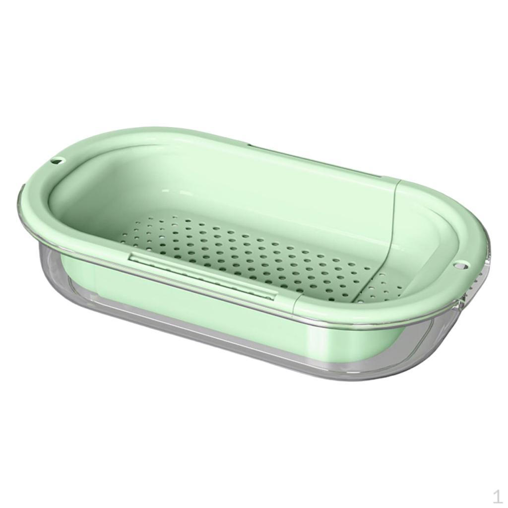 Over The Sink Colander Bowl Set Extendable Strainer Basket Drain Detachable for Mixing