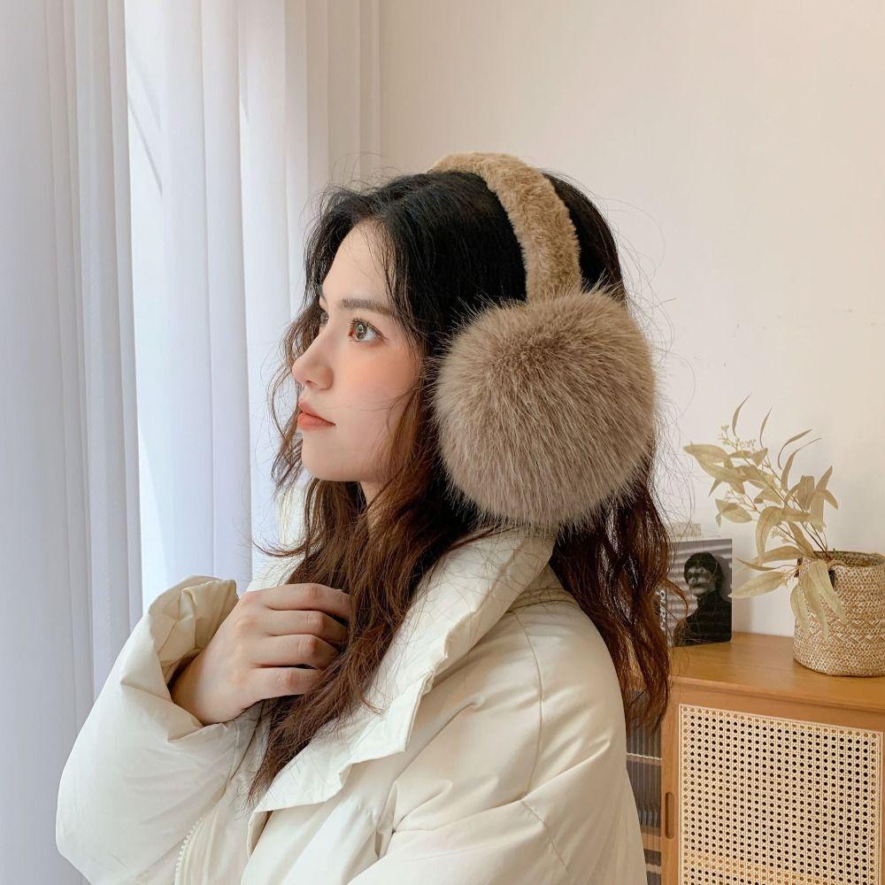 Thick Warm Winter Warm Earmuffs Solid Color Folding Earflap Fluffy Plush Ear Warmer