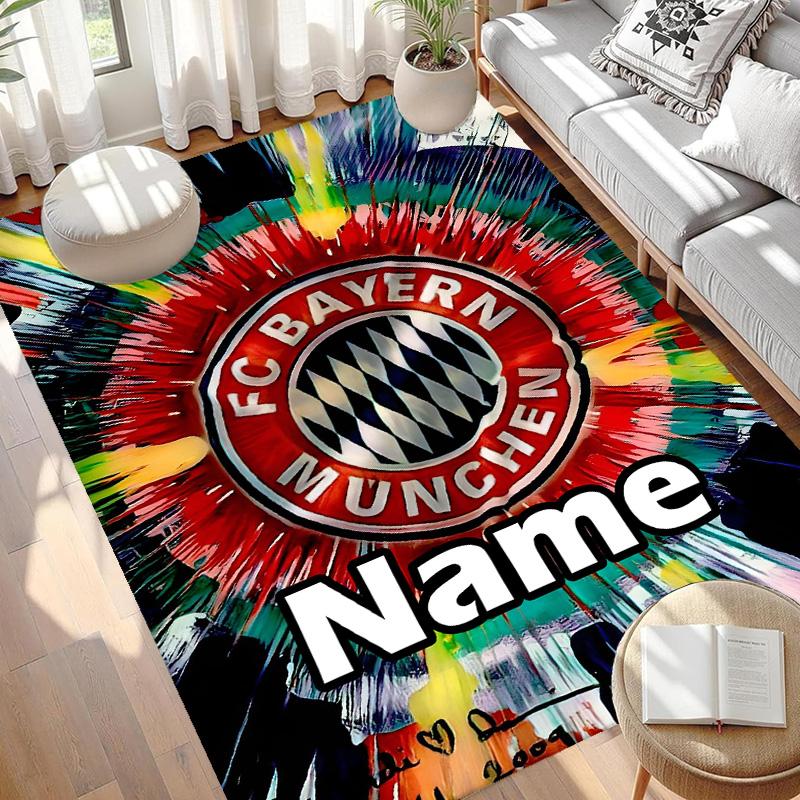 Custom Name Personalized FC Bayern Print Carpet, Versatile Home Decor Rug, for Playroom, Apartment, Balcony, Entryway, Hallway Gift