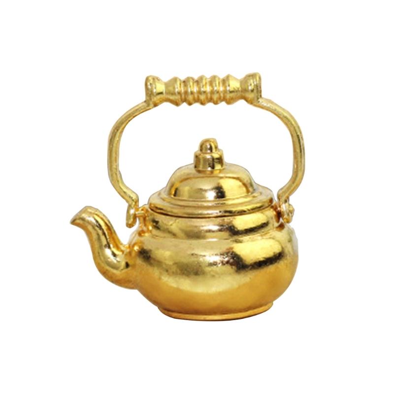 

1:12/ 1:6 Miniatures Metal Kettle Copper Teapots with Lids for Dollhouse Kitchen Accessories Christmas Birthday Gift 1