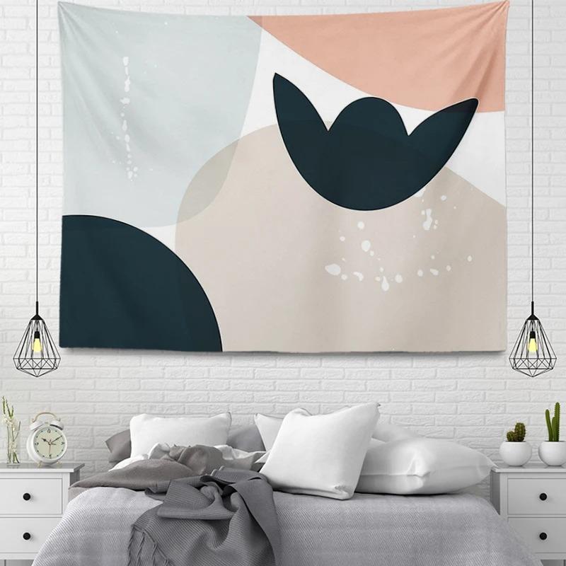 Pink Simple Illustration Decorative Tapestry Home Wall Decoration Office Living Room Tapestry