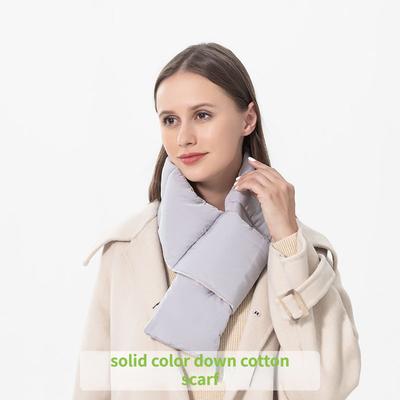 2022 New Thicken Warm Down Cotton Padded Winter Scarf Women Korean Brief Solid High Street Bib False Collar Neck Color Wholesale