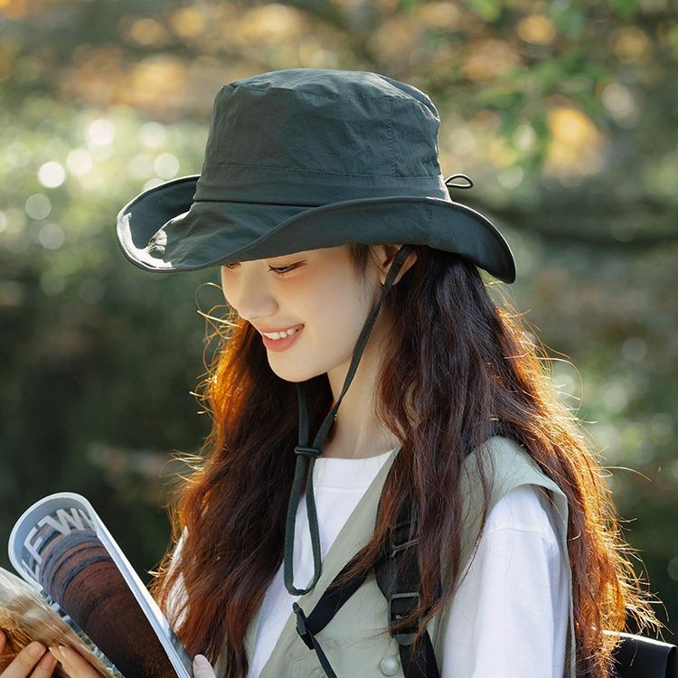 Quick-drying Drawstring Bucket Hat Women's Summer UV Protection Sun Hat Foldable Sun Protection Hat Outdoor Mountaineering Hat Men