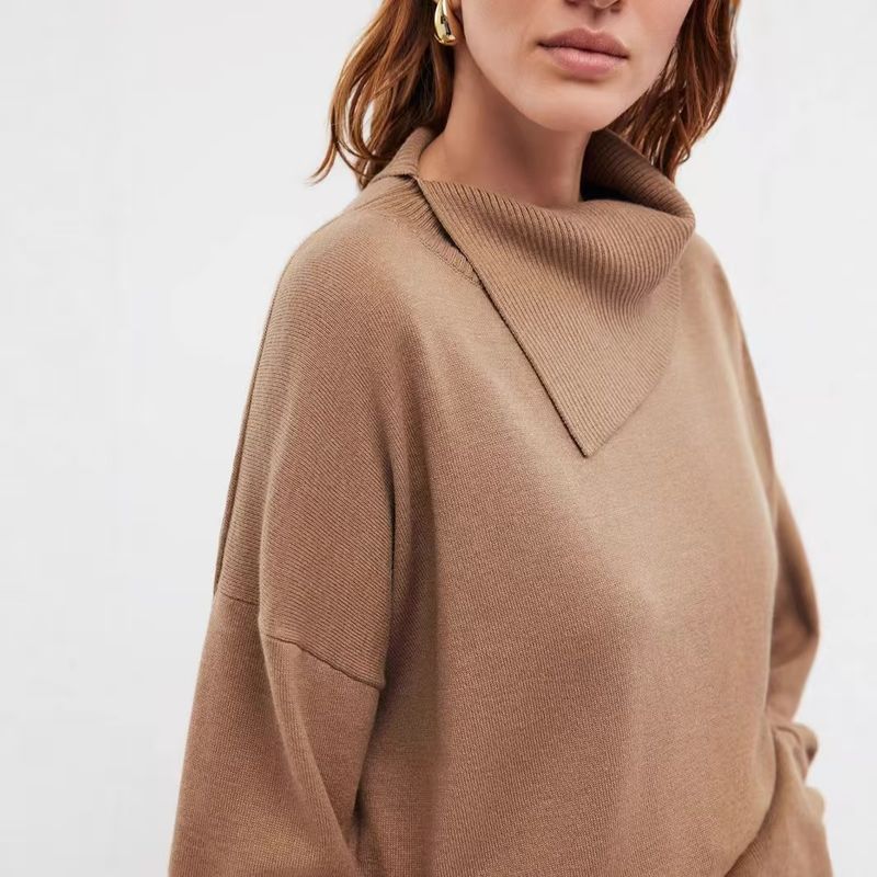 Fashion Wind New Arrival Fashion Loose Knitting Sweater Long Sleeve Tops Loose High Neck Sweater