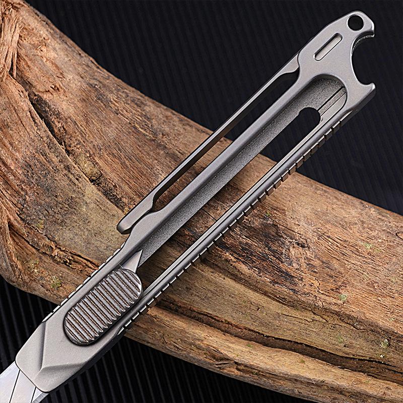 Upgrade Art Telescopic Utility Knife Titanium Alloy Handle Bottle Opener Paper Cutter Pocket Tools GIFT 10PCS Replaceable Blade