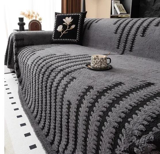 

Modern Autumn Winter Plush Couch Cover Cloth Four Season Universal Sofa Towel New Anti Slip Full Cover Blanket 3 Seat 45x45 pillowcase 1pc