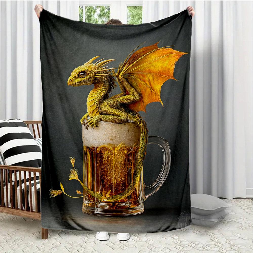 

Fun and Fantasy Dragon Theme Flannel printed blanket suitable for all seasons suitable for living room office sofa and travel 75x100cm