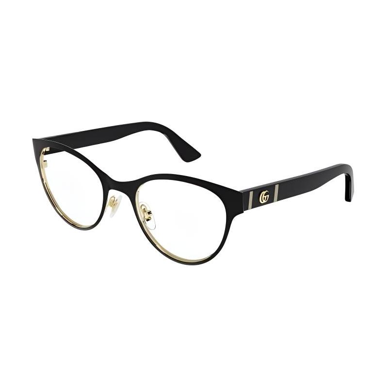 Gucci Temple logo metal irregular optical frame women s black