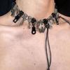 Star Round Leather Rope Necklace Adjustable Clavicle Chain Rock Style Neckchain