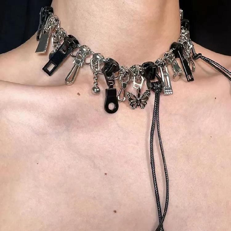 Star Round Leather Rope Necklace Adjustable Clavicle Chain Rock Style Neckchain