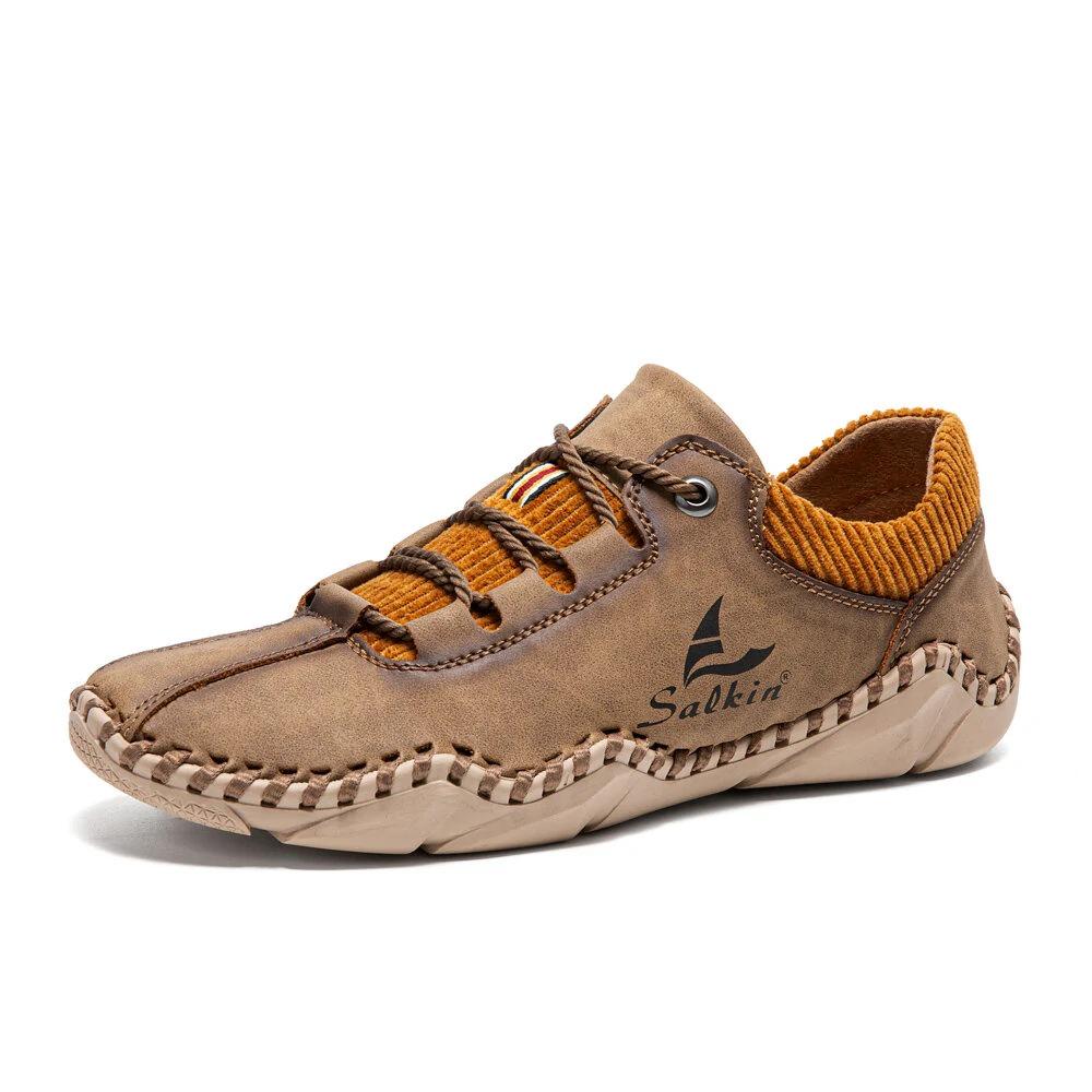 Spring 2022 Men's Casual Leather Moccasins - Fashionable, Sock-Style, Large Size, Handmade Shoes