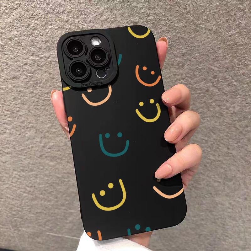 Phone Case For iPhone 17 16 15 14 13 12 11 Pro Max Plus Mini XS X XR 16e Cute Smile Love Heart Design Candy Soft Silicone Cover