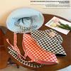 1Pc Women Summer Uv Protection Wide Brim Sun Hats With Chin Strap Cute Pastel Plaid Beach Hat For Outdoor Travel & Daily Wear