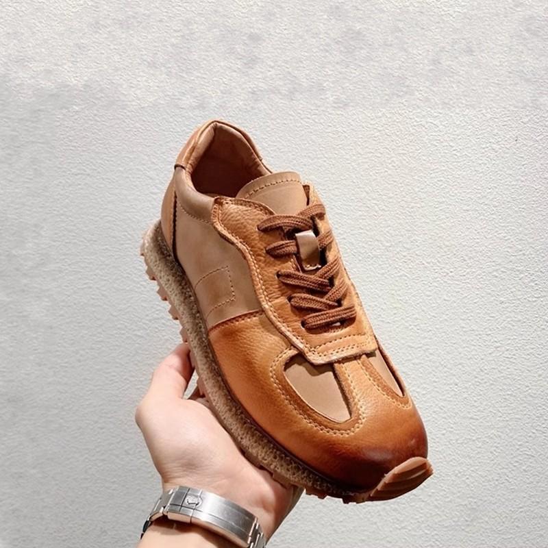 

Мужские кроссовки из натуральной кожи в стиле ретро на шнуровке, универсальные, на толстой платформе для увеличения роста, спортивные, для бега, джоггинга, скейтбординга, пэчворк 42