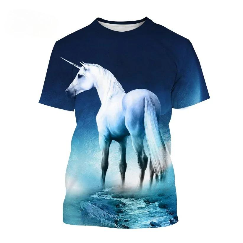 Fashion Unicorn 3D Printing T-shirt Novelty Rainbow Unicorn Men Women Short Sleeved Fancy Casual Beautiful T-shirt