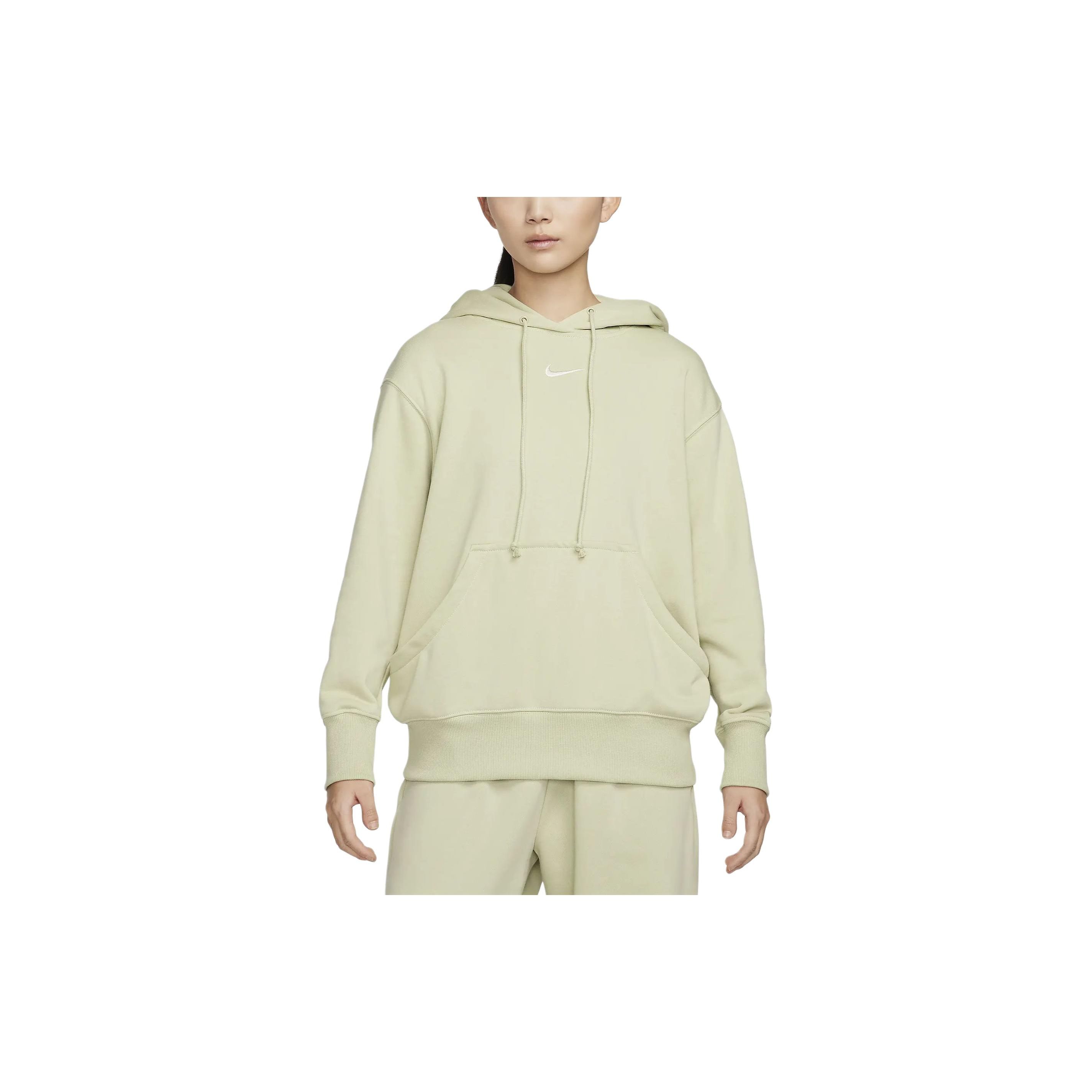 

Nike Solid Color Hooded Drawstring Casual Sweatshirt Women tops Olive FZ7197-371 S