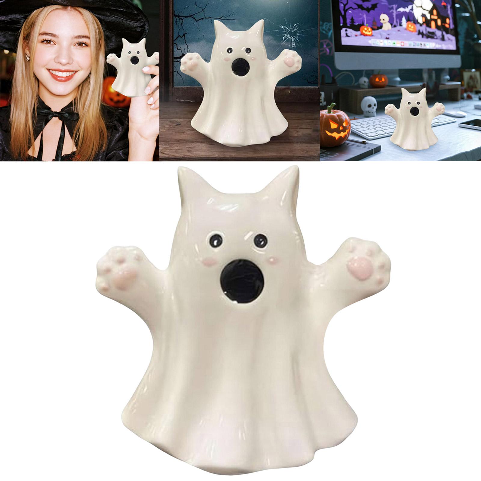 

Halloween Cute Ghost Figurine Resin Statue Halloween Decoration Doll Desktop Ornaments Home Party Festival Supplies Gift One Size розовый