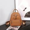 Genuine Leather Women's Bag Togo Top-layer Cowhide Backpack Multi-zipper Interlayer 7002 Fashionable Casual All-matching Contrasting Colors