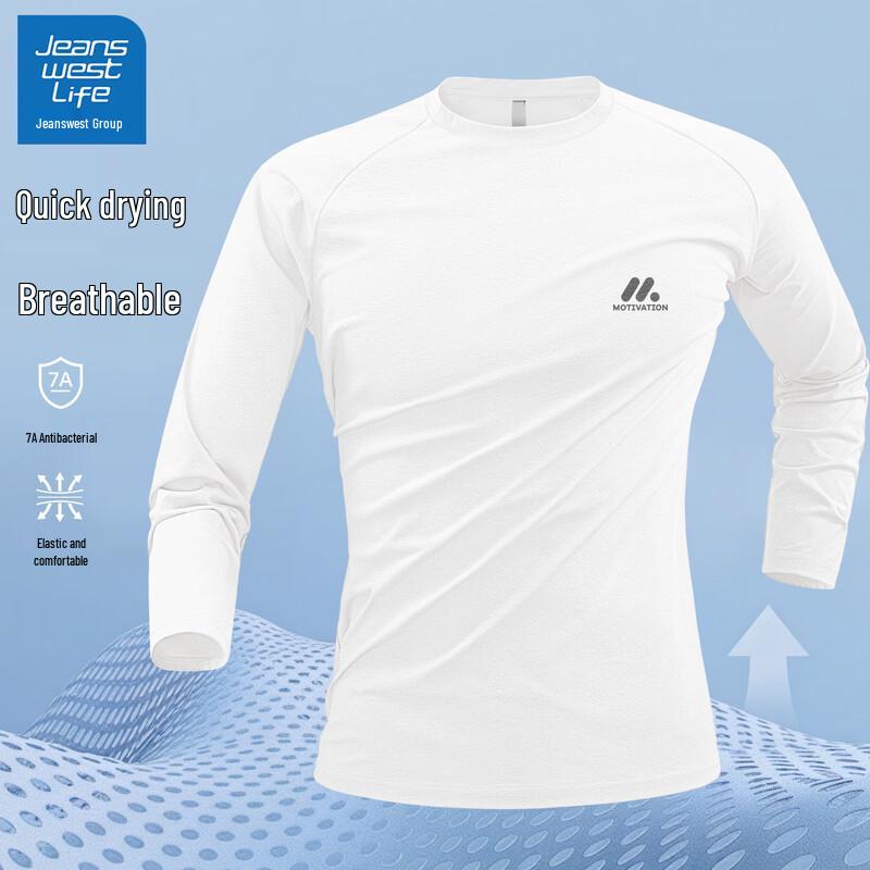 JEANSWEST LIFE Men's Long-Sleeve Antibacterial Quick-Dry T-Shirt