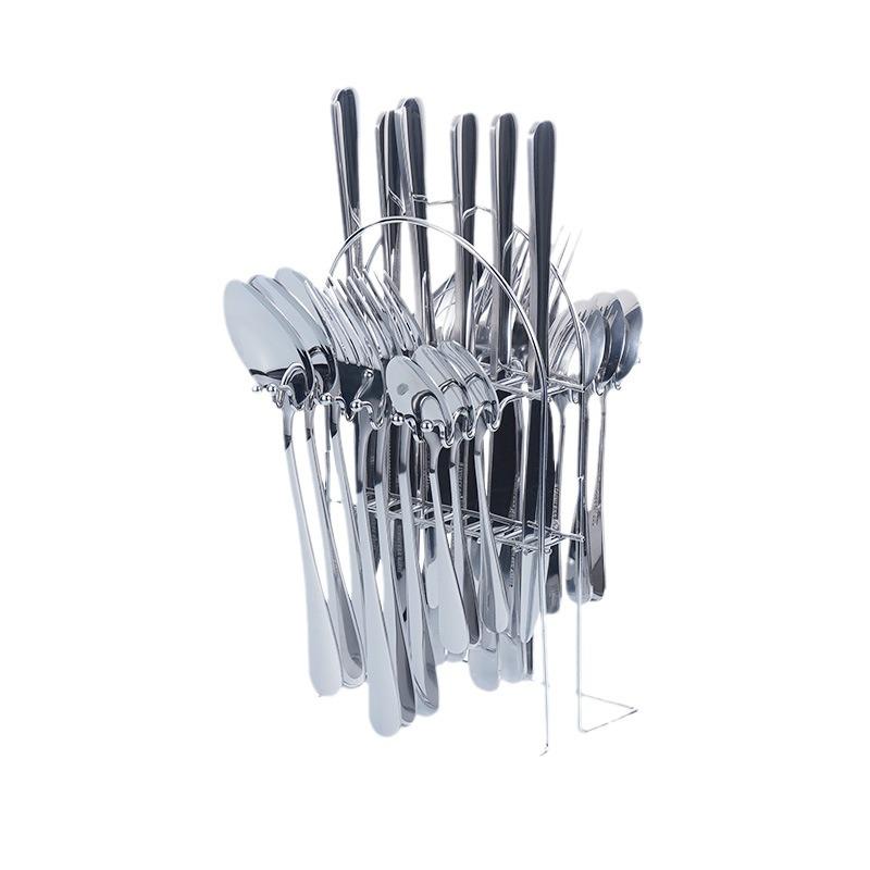 Stainless Steel Cutlery Set: 24-Piece Gift Box with Knife, Fork, Spoon for Western Food and Desserts.