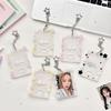 Kawaii Shining Stars Kpop Photo Card Holder Keychain Portable Acrylic Idol Photo Holder 3 Inch Clear ID Card Cover Bag Pendant