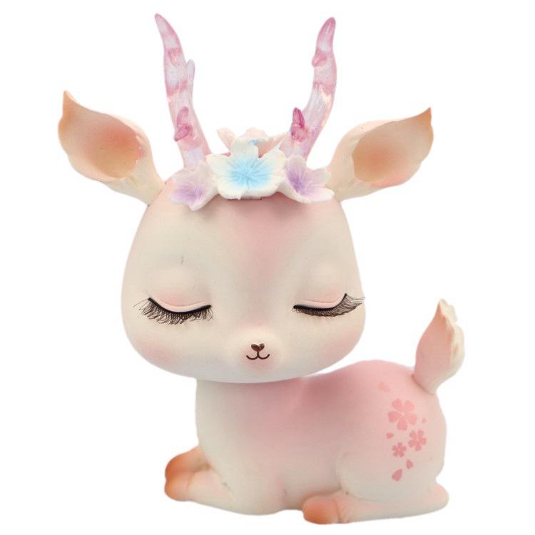 Nordic Cute Deer Car & Room Ornaments: Girly Heart Dashboard & Bedroom Decor.