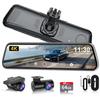 Mirror Replacement Dash Cam with Separate Front and Rear 64GB 4K Automatic Brightness Night Dash Cam with IMX415 Hidden Rearview Radio Interference
